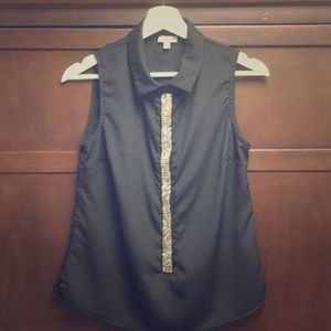 Black sleeveless blouse